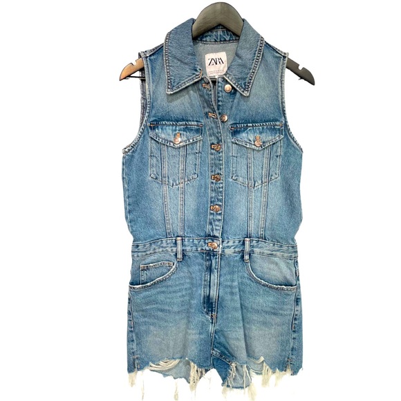 Zara denim romper NWT - Picture 1 of 3
